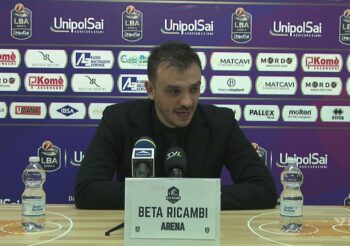 Basket LBA Serie A Scafati vs Pistoia 85-77 Coach Nicola Brienza conferenza stampa post gara